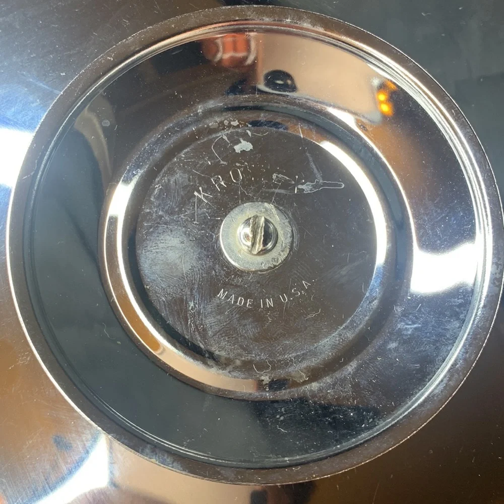 Beautiful vintage chrome KROMEX 2 tiered silver tray with gold tone handle - Picture 5 of 8